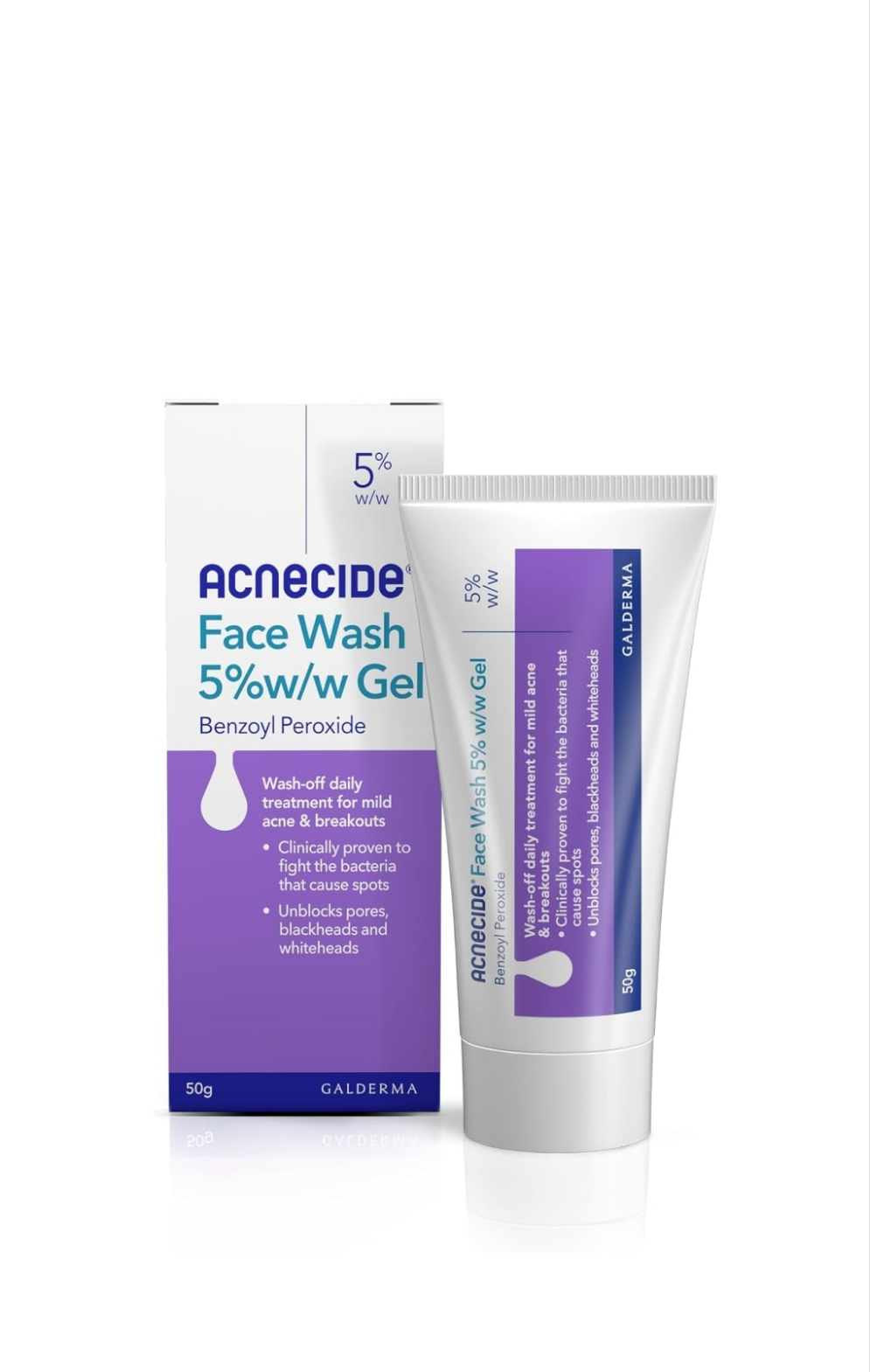 Acnecide Face Wash Gel 5% Benzoyl Peroxide Acne Treatment for Spot-Prone Skin 50g