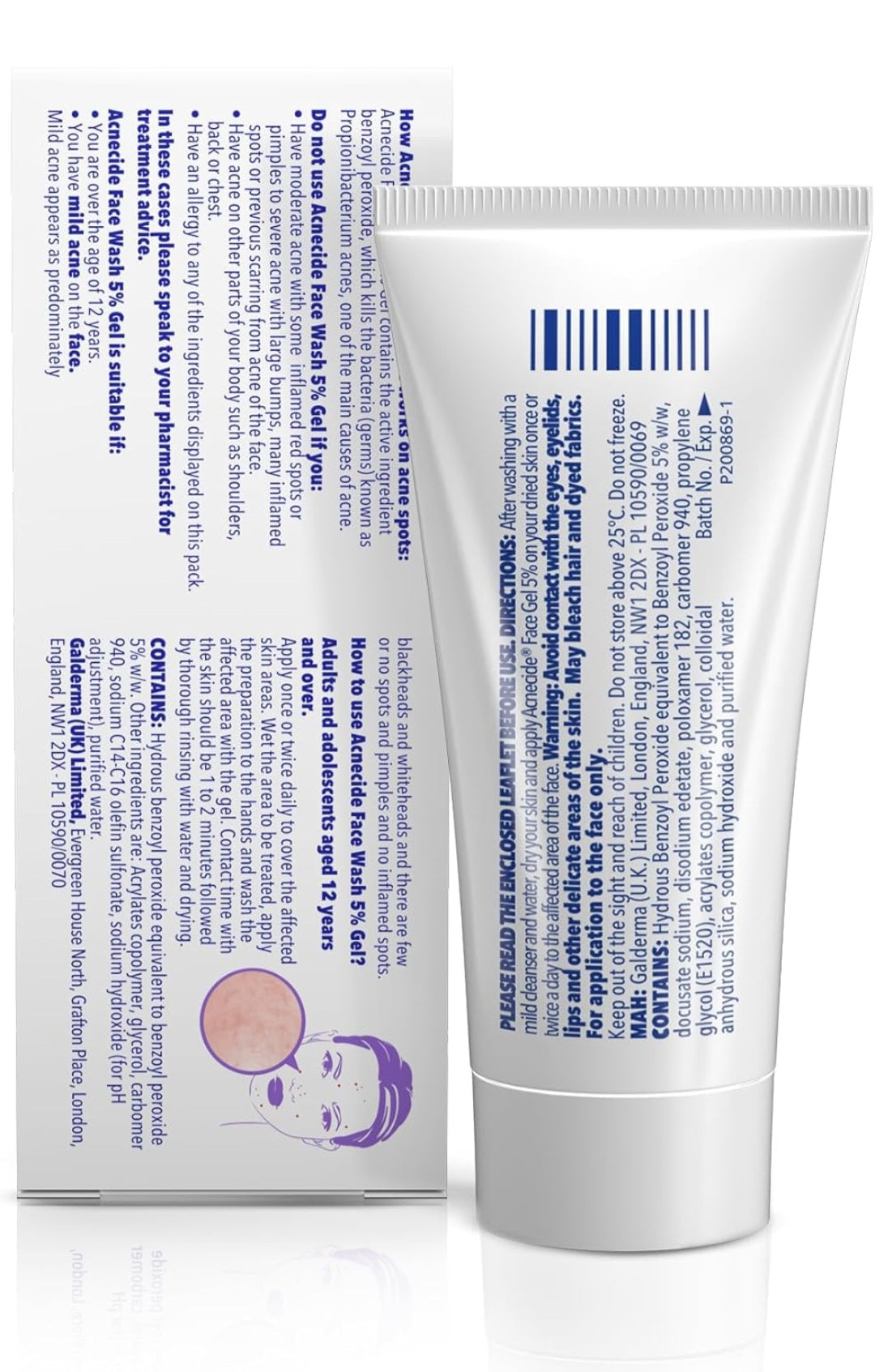 Acnecide Face Wash Gel 5% Benzoyl Peroxide Acne Treatment for Spot-Prone Skin 50g