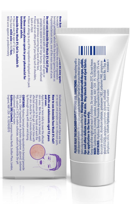 Acnecide Face Wash Gel 5% Benzoyl Peroxide Acne Treatment for Spot-Prone Skin 50g
